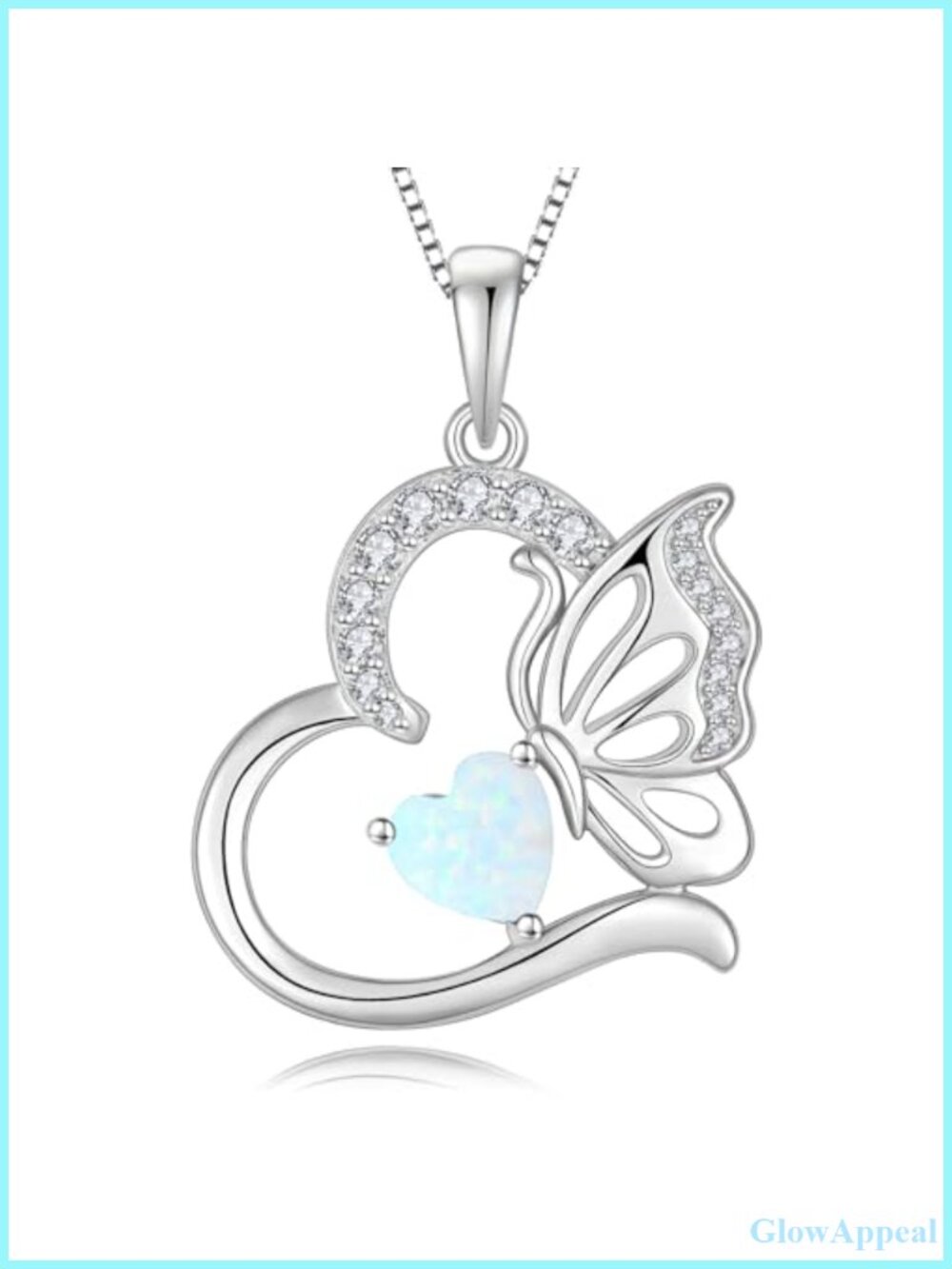 Butterfly Necklace 925 Sterling Silver Heart Pendant Birthstone Gift